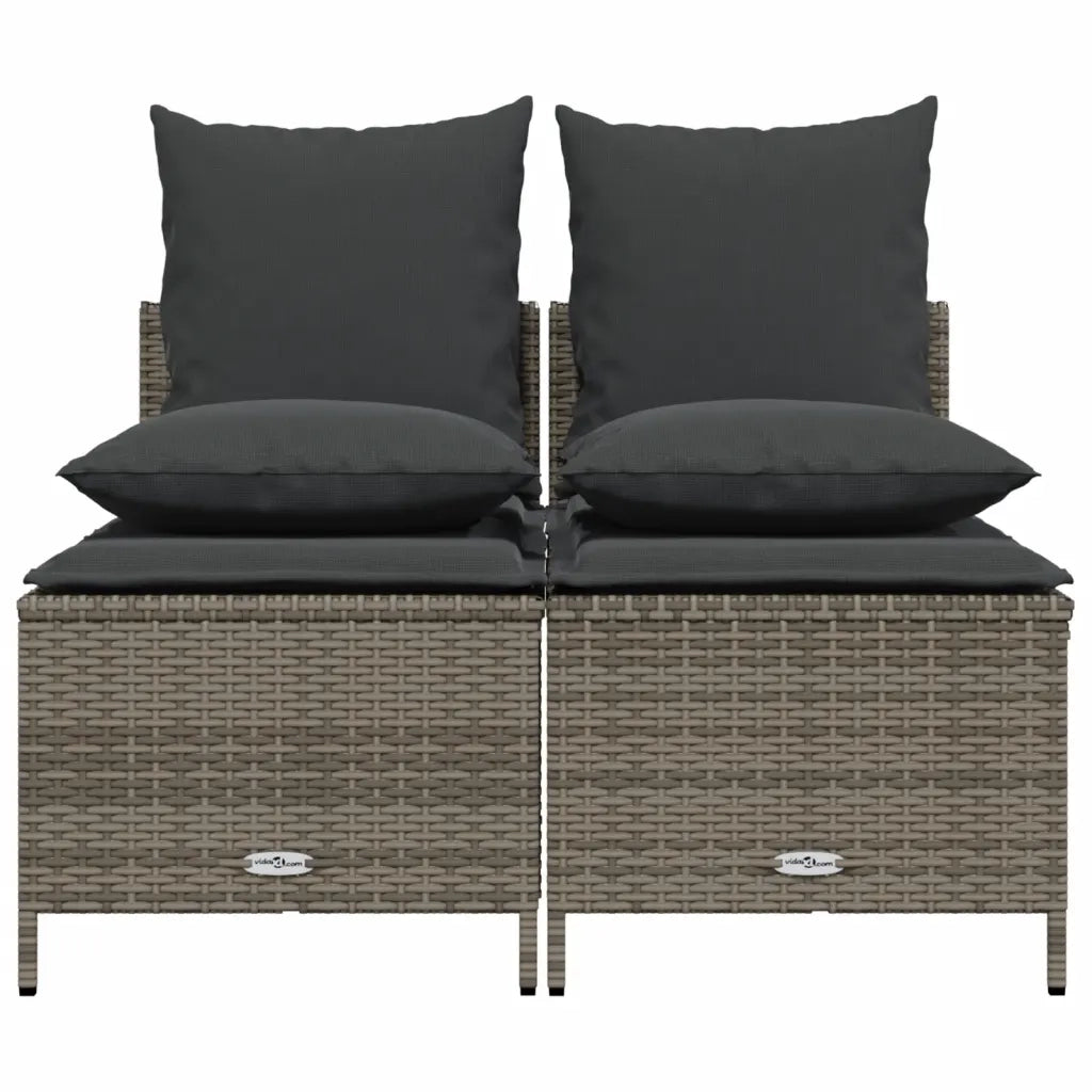 Set Divani da Giardino 4 pz con Cuscini in Polyrattan Grigio 368382