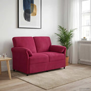 Divano a 2 Posti Rosso Vino 138 x 83 x 95 cm Velluto