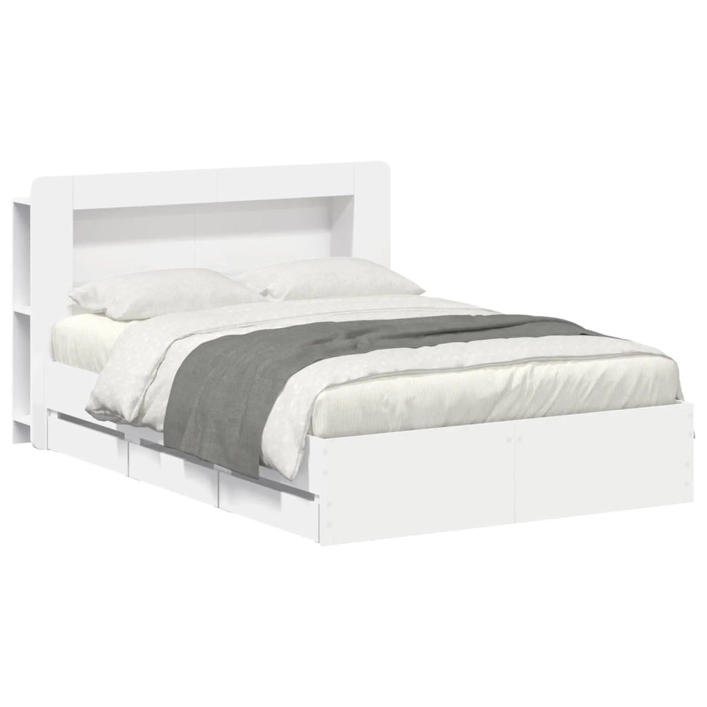 Struttura del letto con stoccaggio e testata Bianco 3434057