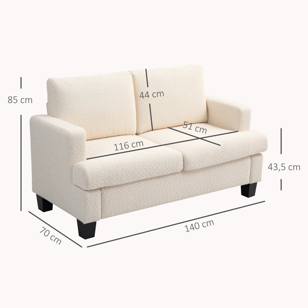 Divano 2 posti 120 cm ¨C Xylo ¨C tessuto chenille beige con cuscini schienale removibili