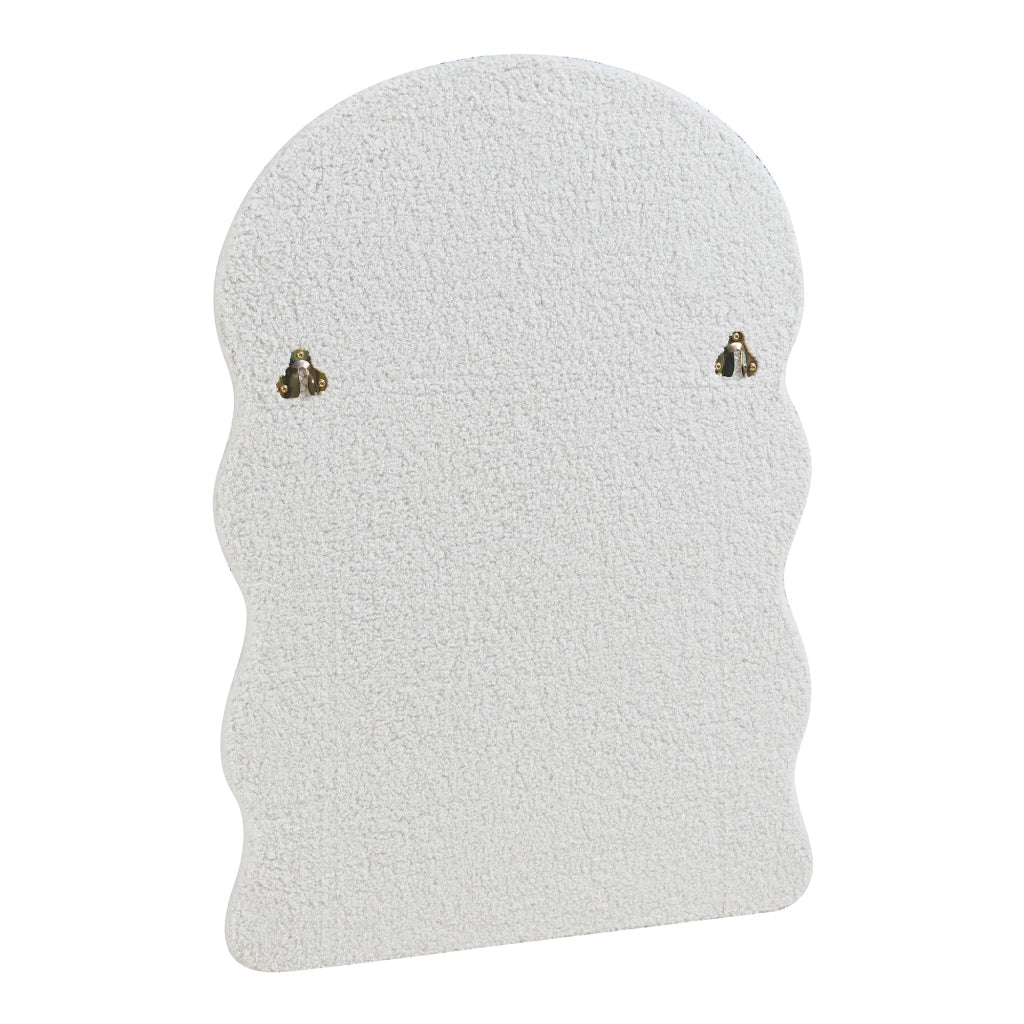 Specchio decorativo moderno da parete con cornice in tessuto felpato 80 x 60 cm bianco 03_0010175