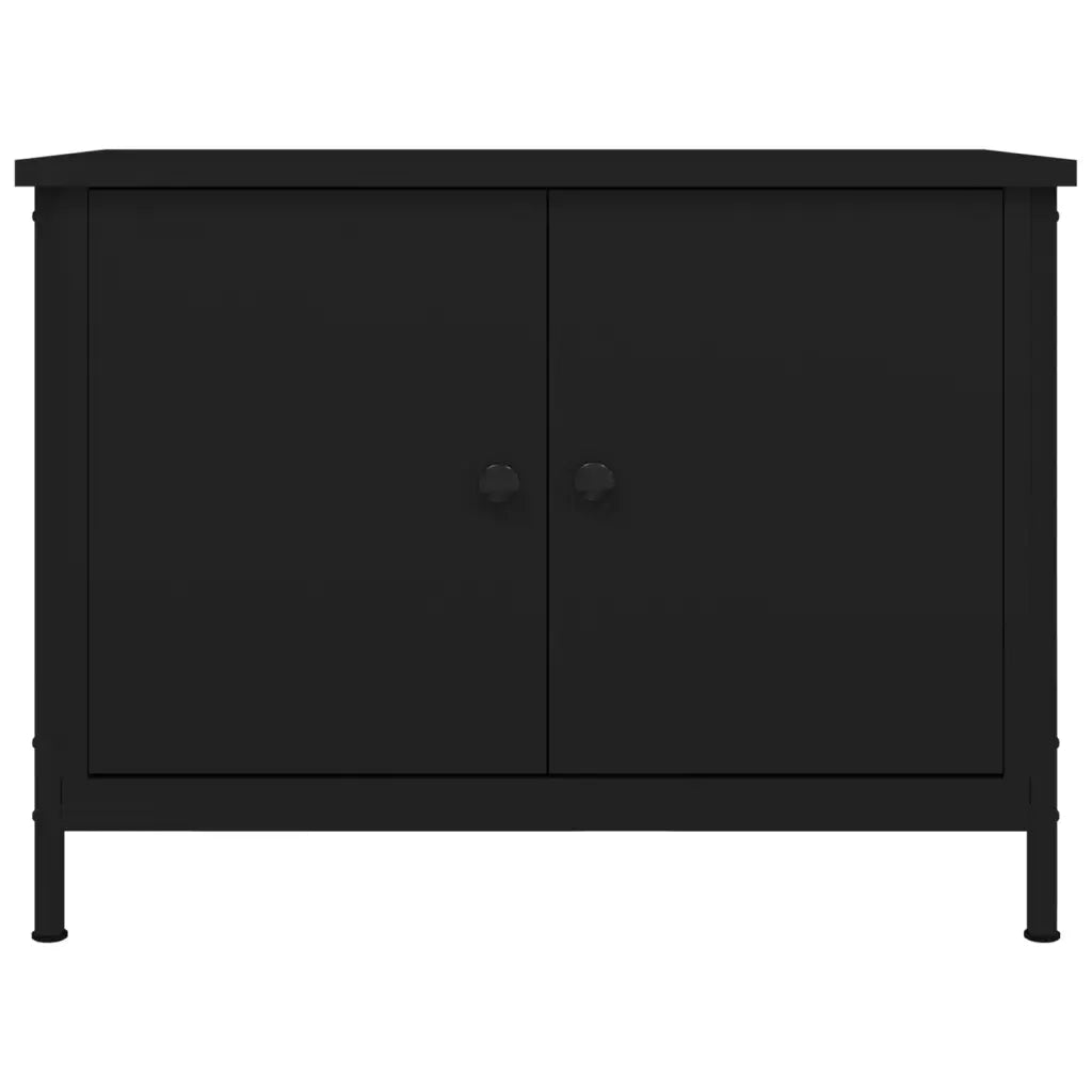 Mobile Porta TV con Ante Nero 60x35x45 cm in Legno Multistrato