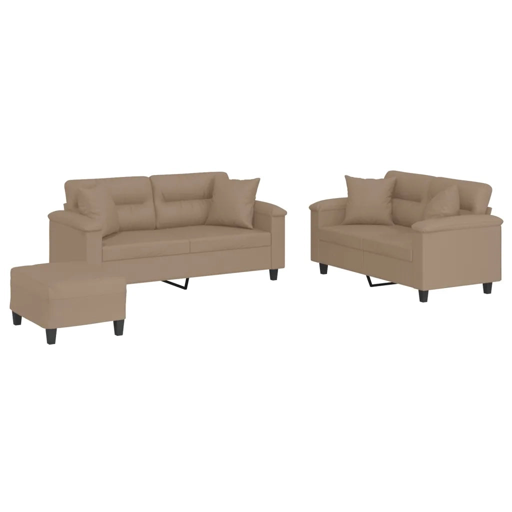 vidaXL Set di Divani 3 pz con Cuscini Cappuccino in Similpelle