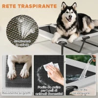 Lettino per Cani con Copertura a 3 Lati Rimovibile, in Poliestere e Acciaio, 122x92x94 cm, Grigio Chiaro e Nero
