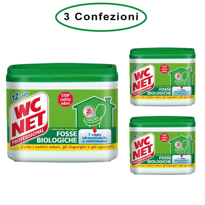 Wc net fosse biologiche professionale 3 confezioni da 12 capsule 216 gr