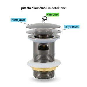 Miscelatore monocomando per bidet serie jazz installazione rapida con piletta click clack *** finitura- canna di fuci...