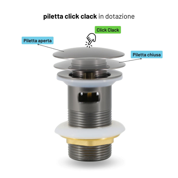 Miscelatore monocomando per bidet serie jazz installazione rapida con piletta click clack *** finitura- canna di fuci...