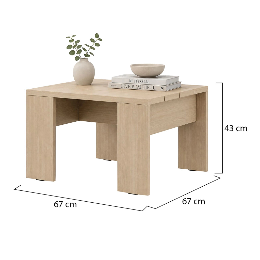 Magre, Tavolino da Salotto Forma Quadrato, 67x67x43h cm Marrone Rovere