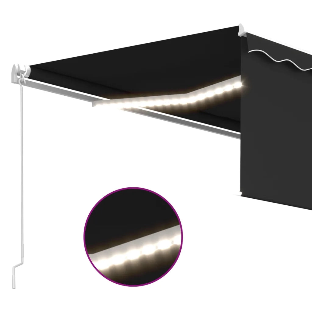 Tenda da Sole Retrattile Manuale con LED 4x3 m Antracite 3069304
