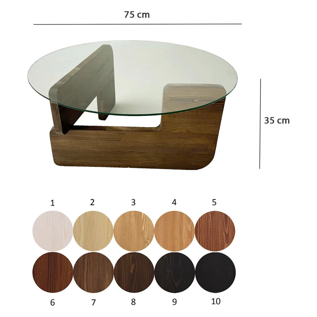 Cornalba, Tavolino da Salotto Piano in Vetro Temperato, 75x75x35h cm Marrone Noce