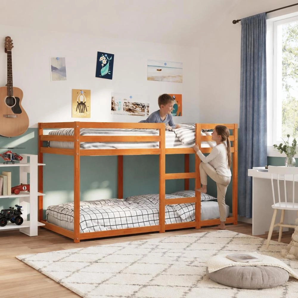 Bunk Bed, Wax Brown, 90x190 Cm, Solid Pine Wood