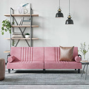 Divano Letto con Braccioli Rosa in Velluto