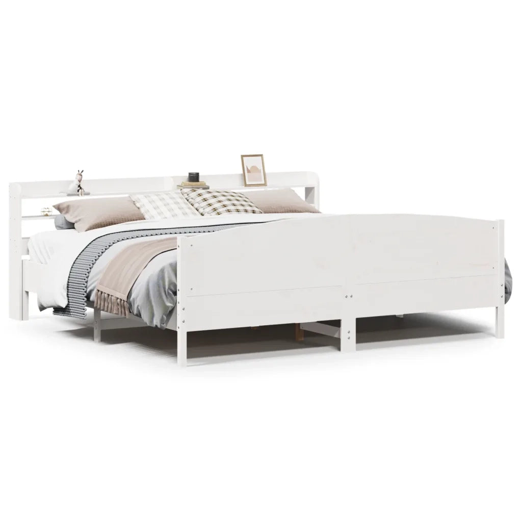 Letto matrimoniale | Letto per adulti | Giroletto senza Materasso Bianco 200x200 cm Legno Massello Pino