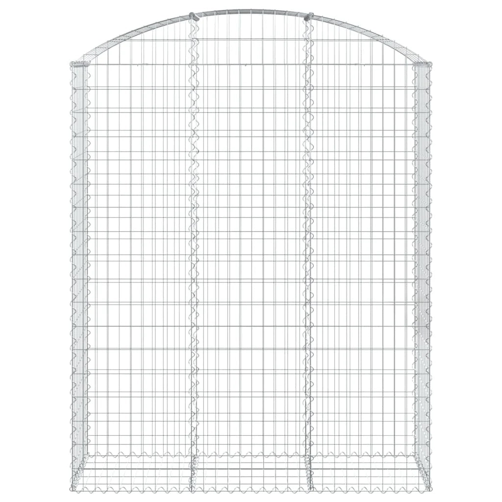 Cesto gabbione recinzione a gabbia muro di contenimento ad arco 150 x 50 x 180/200 cm ferro zincato argento 02_0039984