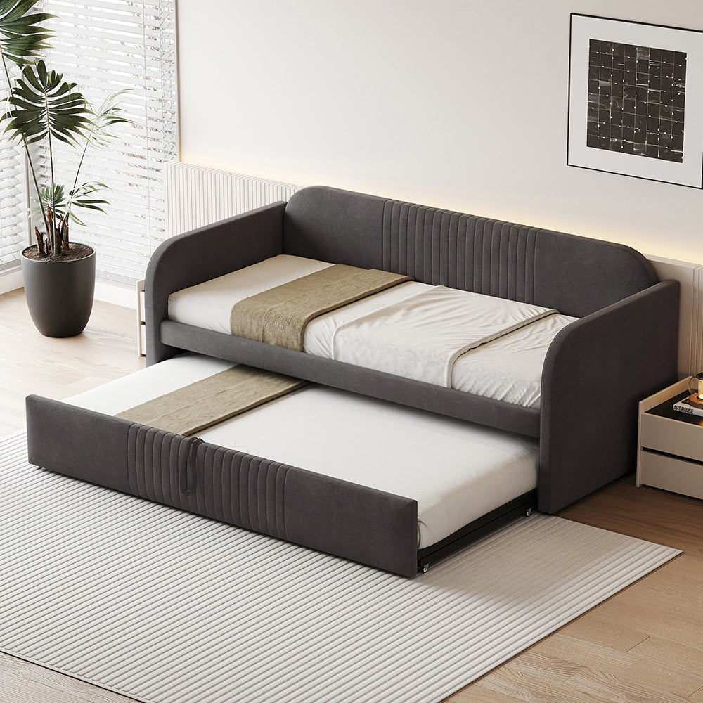 Divano letto estensibile - Xylo - 90/180x190 cm - Grigio - Letto imbottito