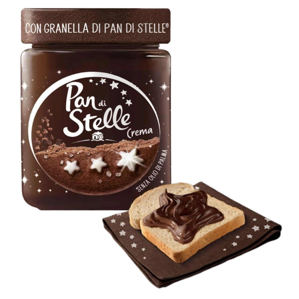 Pan di stelle crema spalmabile alle nocciole cacao con granella di biscotto pan di stelle 330 grammi