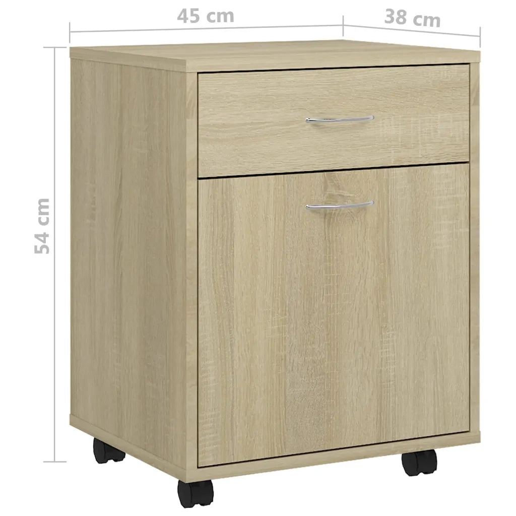 Armadietto con Ruote Rovere Sonoma 45x38x54cm Legno Multistrato 808443