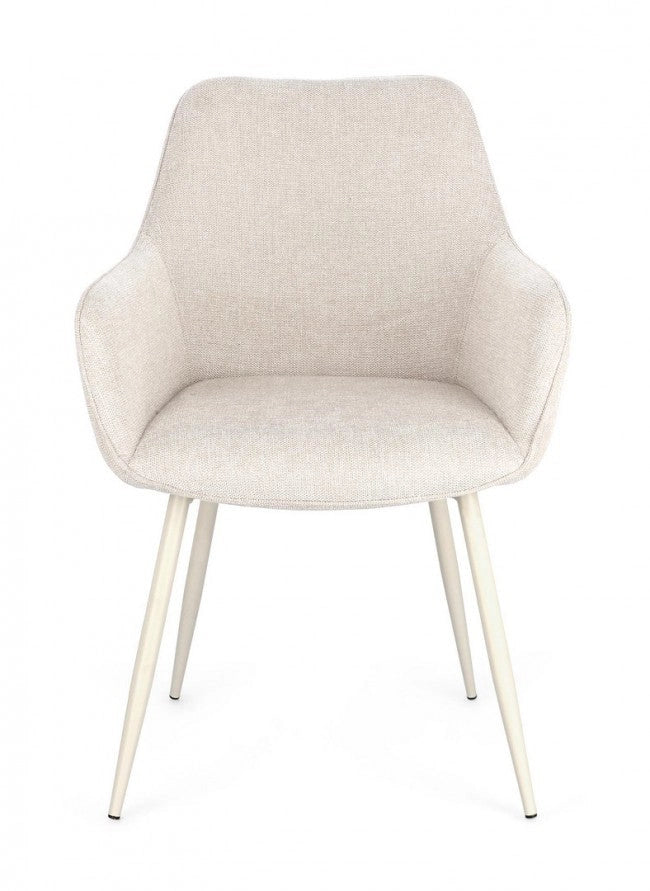 Set 2 Sedie 58x63x85,5 cm Cora in Tessuto Beige e Beige