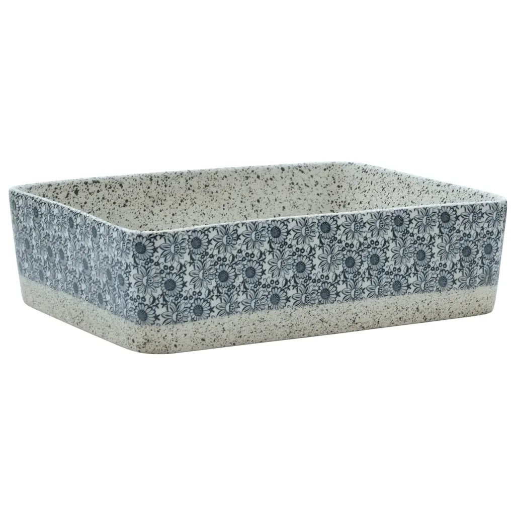vidaXL Lavabo Appoggio Grigio e Blu Rettangolare 46x35,5x13cm Ceramica