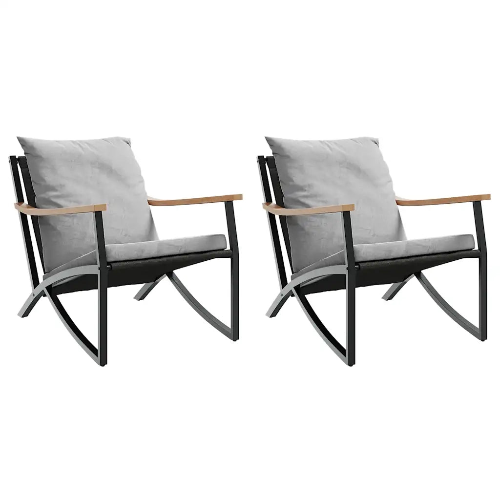 Sedie da Giardino con Cuscini 2pz Nere in Acciaio 4009304