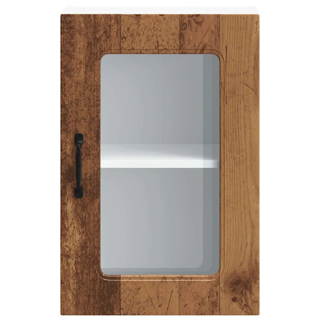 Pensile da Cucina con Porta in Vetro Kalmar Legno Vecchio