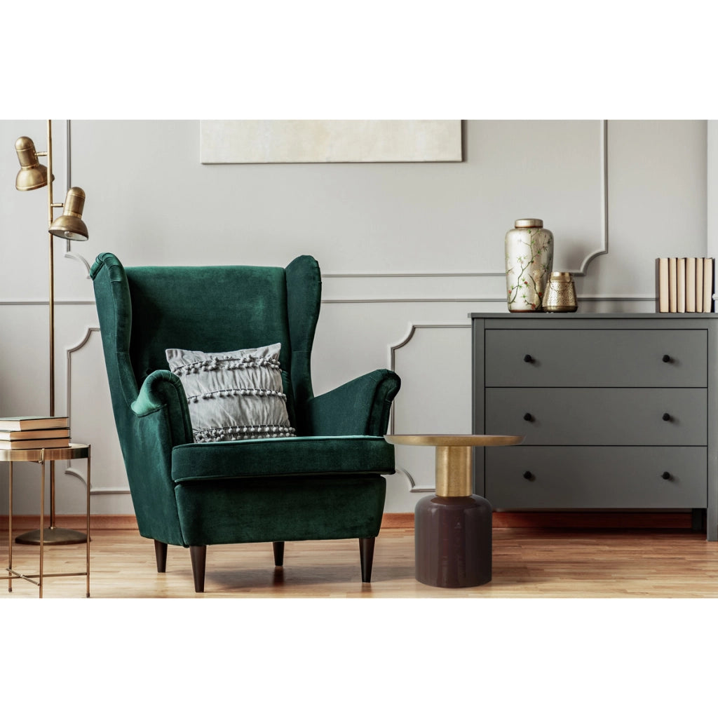 Tavolino Art Deco 825 in metallo lilla scuro e oro
