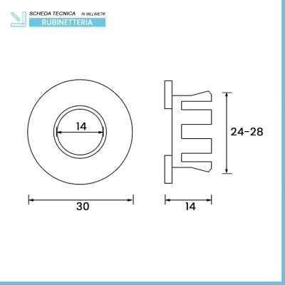 Ghiera con foro cromata per troppo pieno lavabo e bidet da 24 o 28 mm