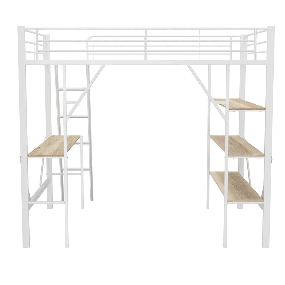 Letto a Soppalco con Scrivania ¨C MINIMAL ¨C Metallo Bianco 90x200