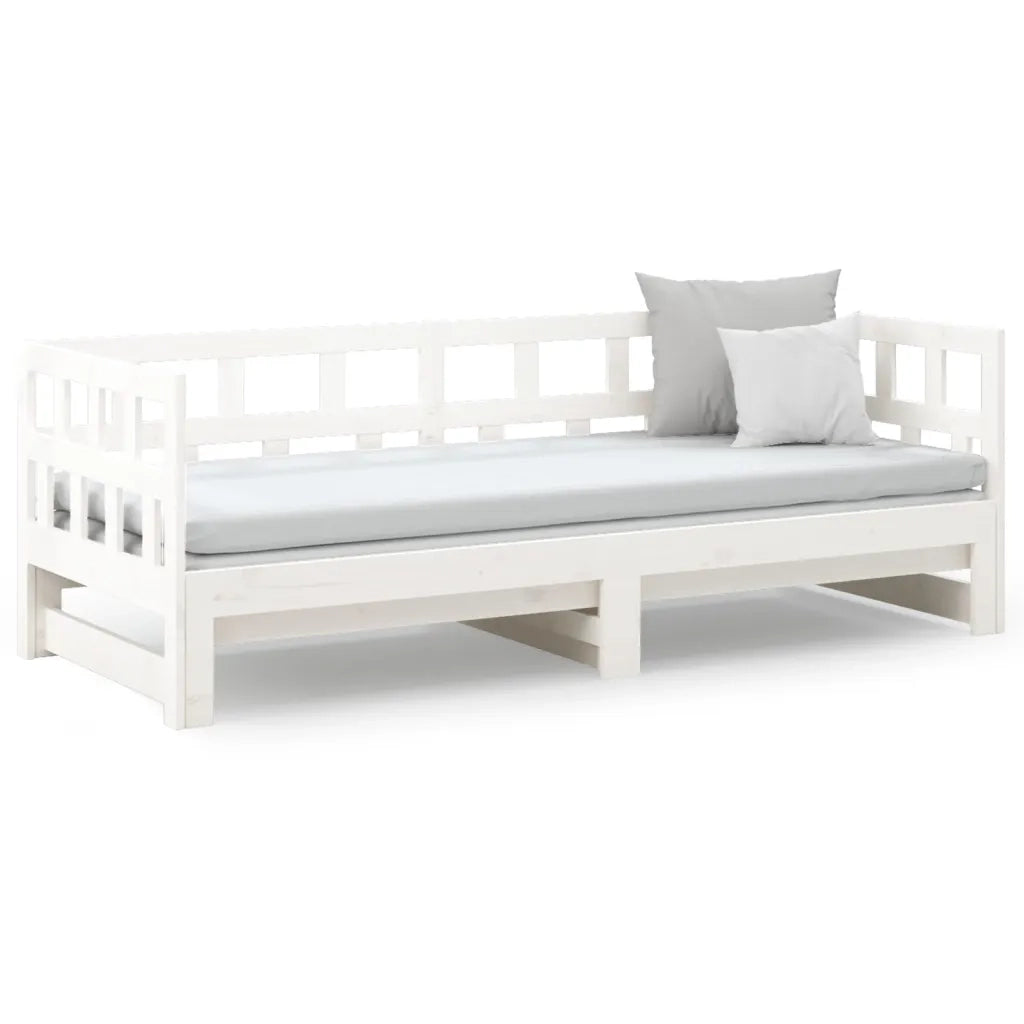 Dormeuse Estraibile Bianca Legno Massello di Pino 2x(90x190) cm