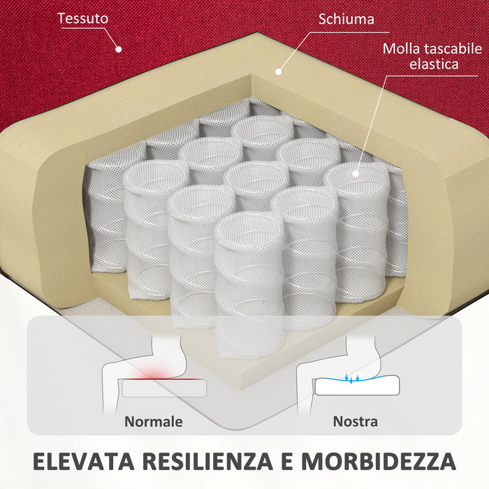 Poltrona Alzapersona Elettrica Reclinabile con Telecomando e Tasca in Tessuto Rosso