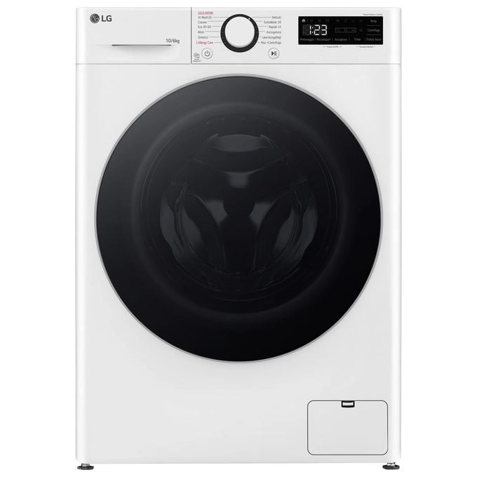 LG D4R5010TSWS Lavasciuga 10/6kg AI DD, Serie R5 Classe D, 1400 giri, TurboWash 360, Vapore, Eco Hybrid, Bianca
