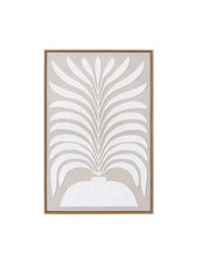 Quadro Hispanohogar in lino con stampa 3D beige e bianco 73x53x4