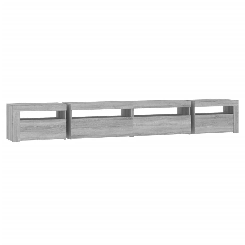 Mobile TV multimediale mensola TV credenza mobile TV sala da pranzo soggiorno camera da letto con luci LED Sonoma 270 x 35 x 40 cm grigio 02_0026818