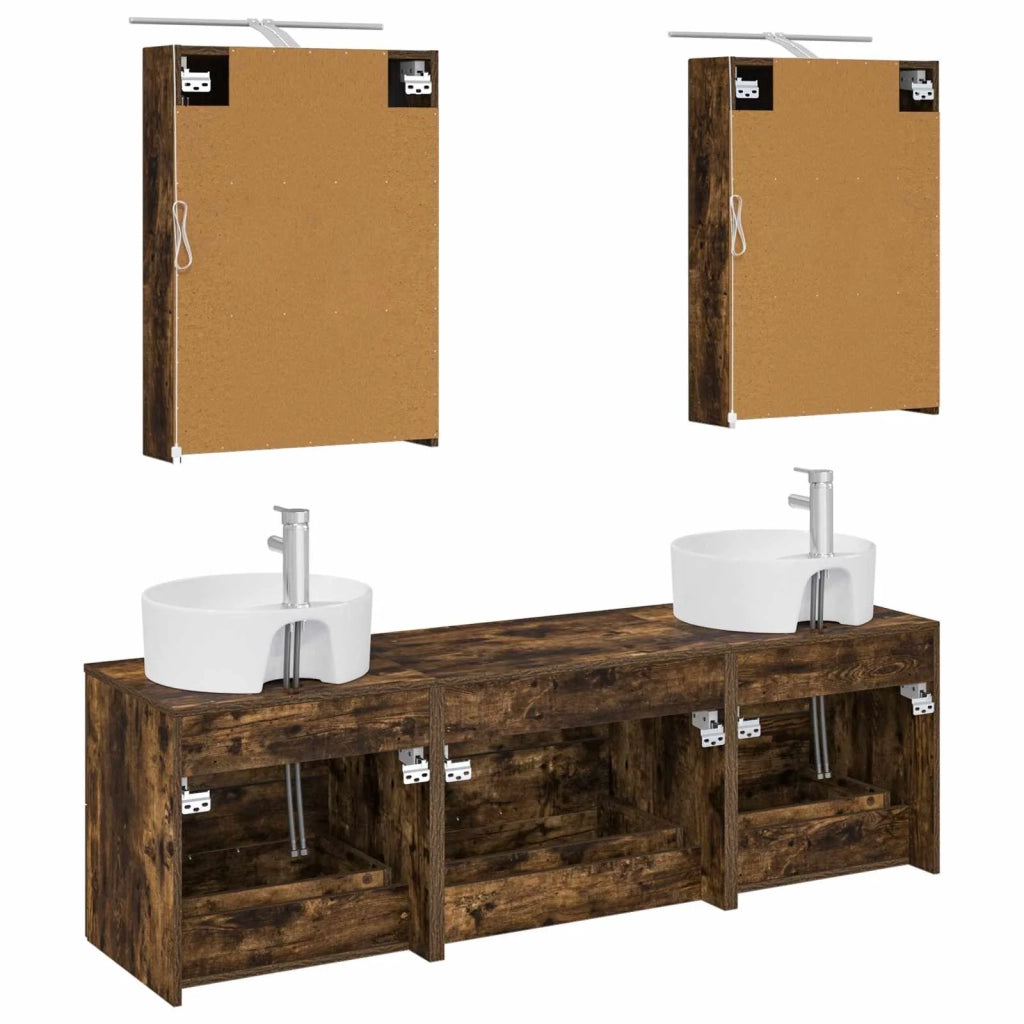 Set di mobili per il bagno 5 pcs Rovere Fumo 3406875