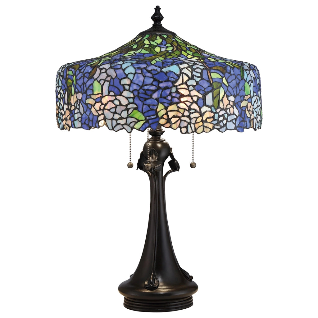 Lampada Da Scrivania Tiffany Coba Light Acciaio Bronzo Vintage 3 Luci E27