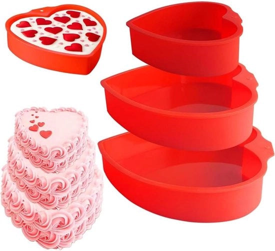 Forme a cuore in silicone per San Valentino - Forma per cioccolato - Forma per torta per la mamma - 3 pezzi
