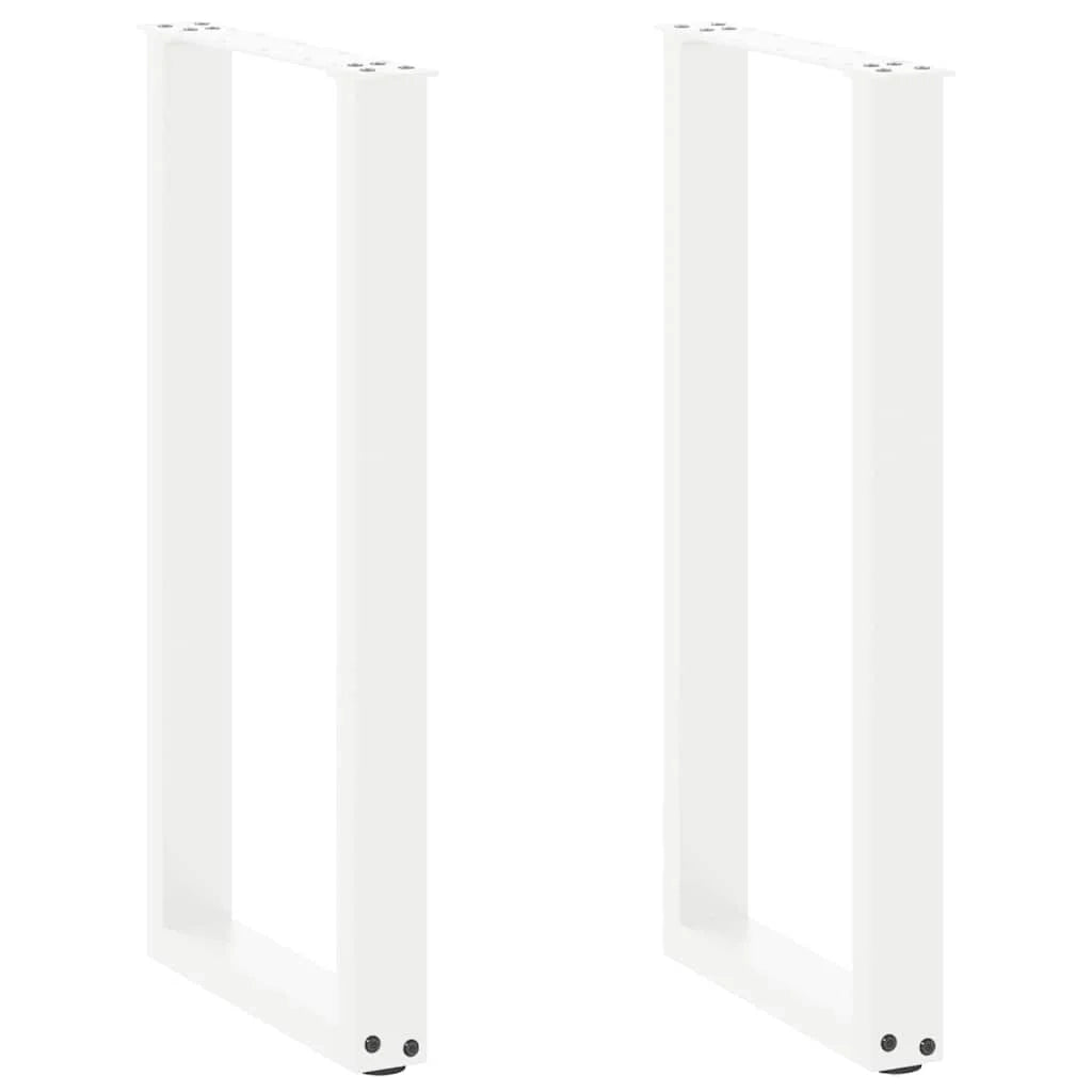Set di 2 gambe per tavolo consolle a forma di U 38 x 72 cm con piedini regolabili stile moderno acciaio bianco 02_0057413