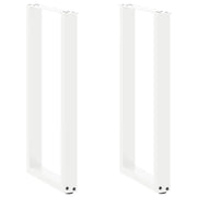 Set di 2 gambe per tavolo consolle a forma di U 38 x 72 cm con piedini regolabili stile moderno acciaio bianco 02_0057413