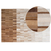 Tappeto tappetino Beige Pelle 140 x 200 cm Rettangolare Patchwork Fatto a Mano