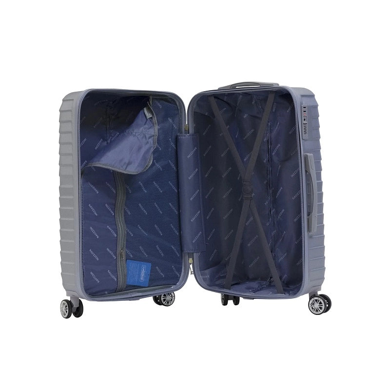 Trolley valigia in ABS rigido, 4 doppie ruote silver, 55x40x20cm Lisabo