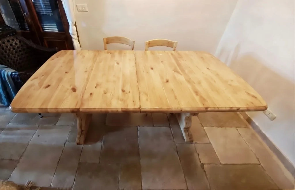 Tavolo fratino allungabile in pino naturale arte povera 190x90 sala e taverna - Mobili 2G