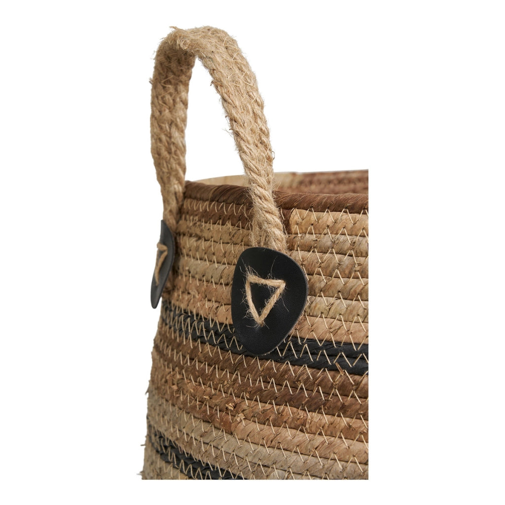 Set di 2 Cesti Portaoggetti Erba, Marrone, Foglie di Banano, 30,5x30,5x21,5 cm
