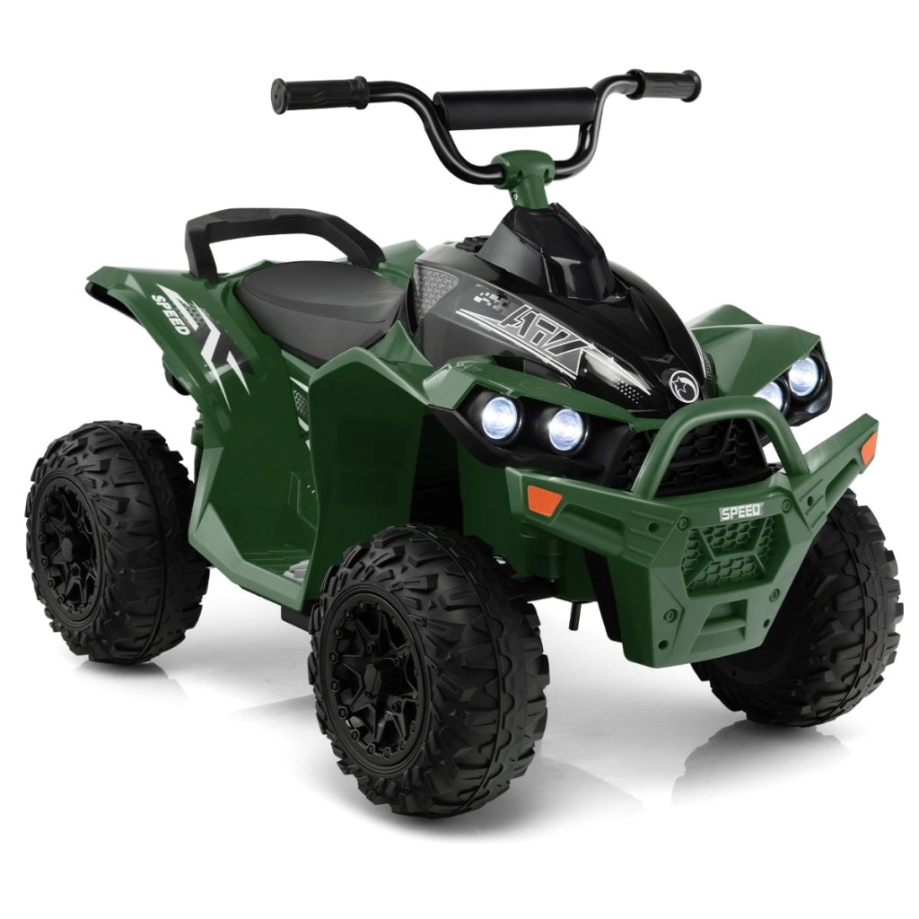 ATV elettrico per bambini a 12V, Veicolo a batteria con velocit¨¤ alta o bassa sedile comodo ruote larghe corno Verde-Macchinine giocattoli
