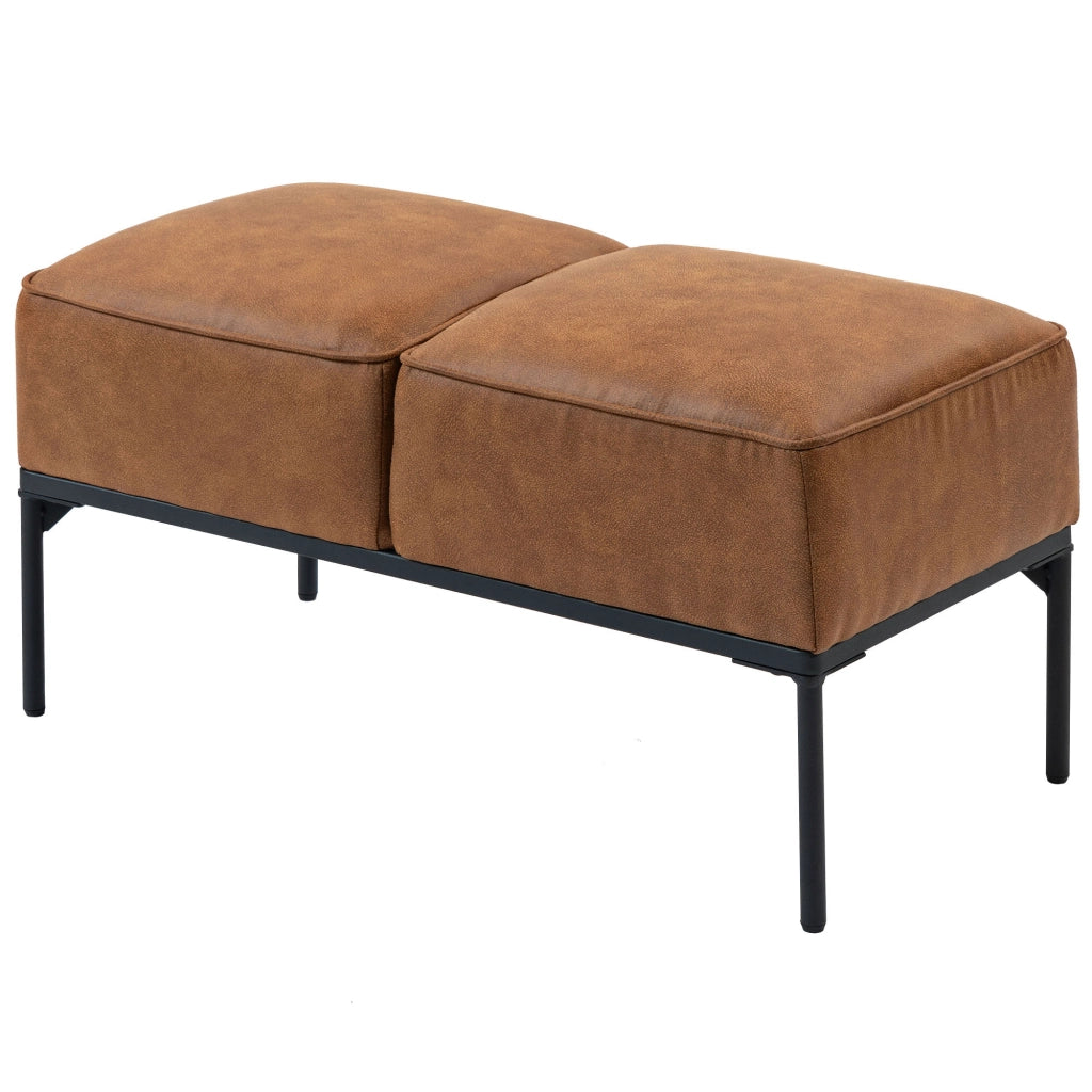 Pouf Piede Letto Imbottito Similpelle ¨C Minimal ¨C 80x40x46 cm Marrone