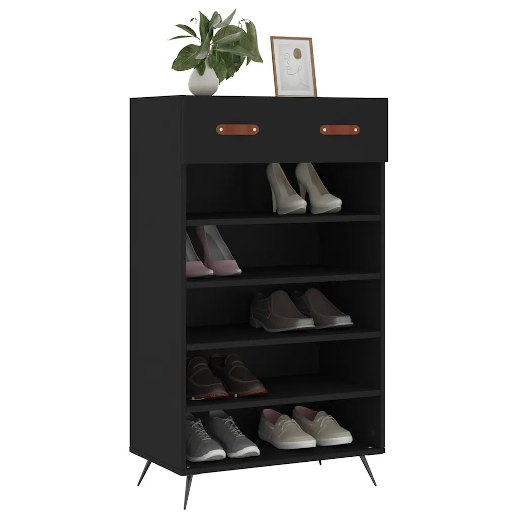 Scarpiera | Mobile per scarpe Nera 60x35x105 cm in Legno Multistrato