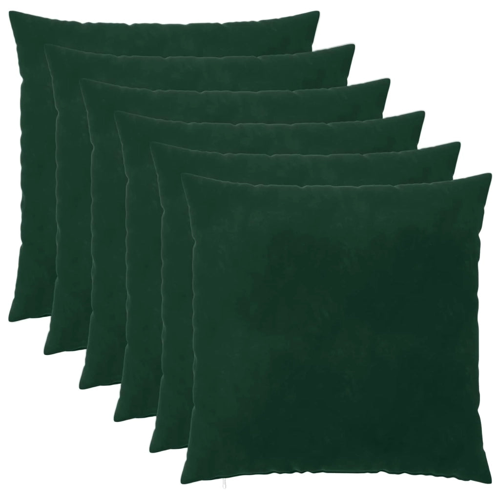 Federa 6 pcs HEERLEN Verde Scuro 65 x 65 cm Velluto 912880