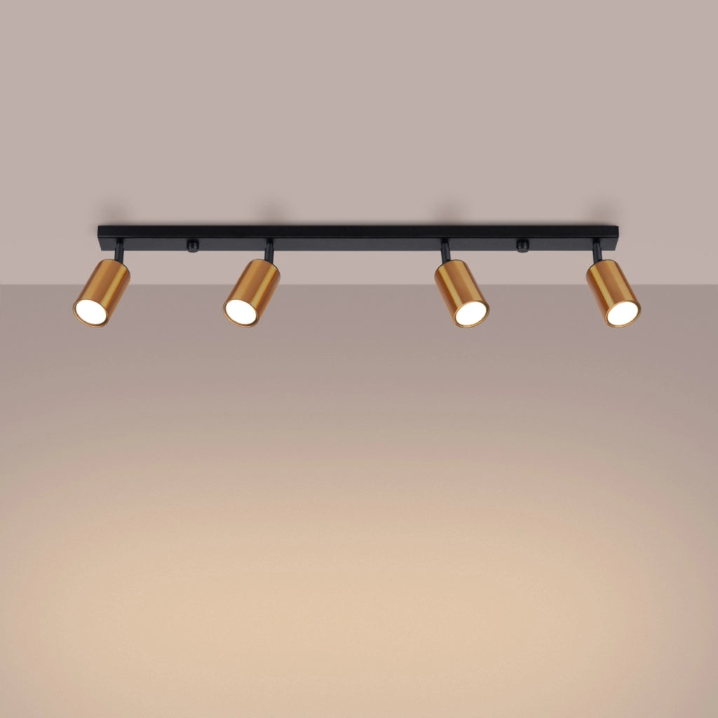 Lampada moderna Winx FI6/10 in acciaio tubolare 4x GU10 LED Max 10W Nero Rame
