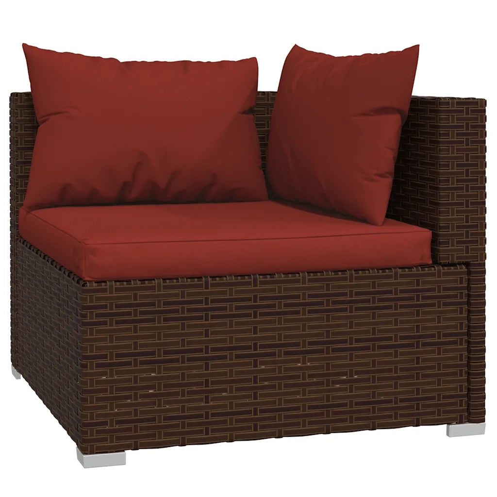 Set Divani da Giardino 5 pz con Cuscini in Polyrattan Marrone cod mxl 38906