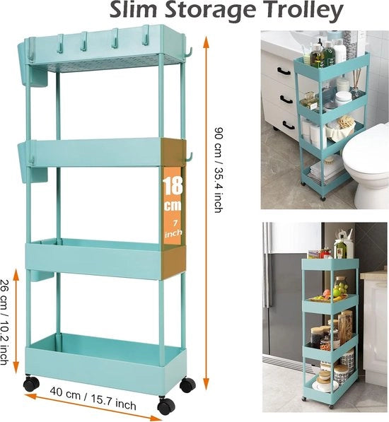 Carrello Organizzatore con Ruote per Cucina, Trucco, Bagno, Ufficio