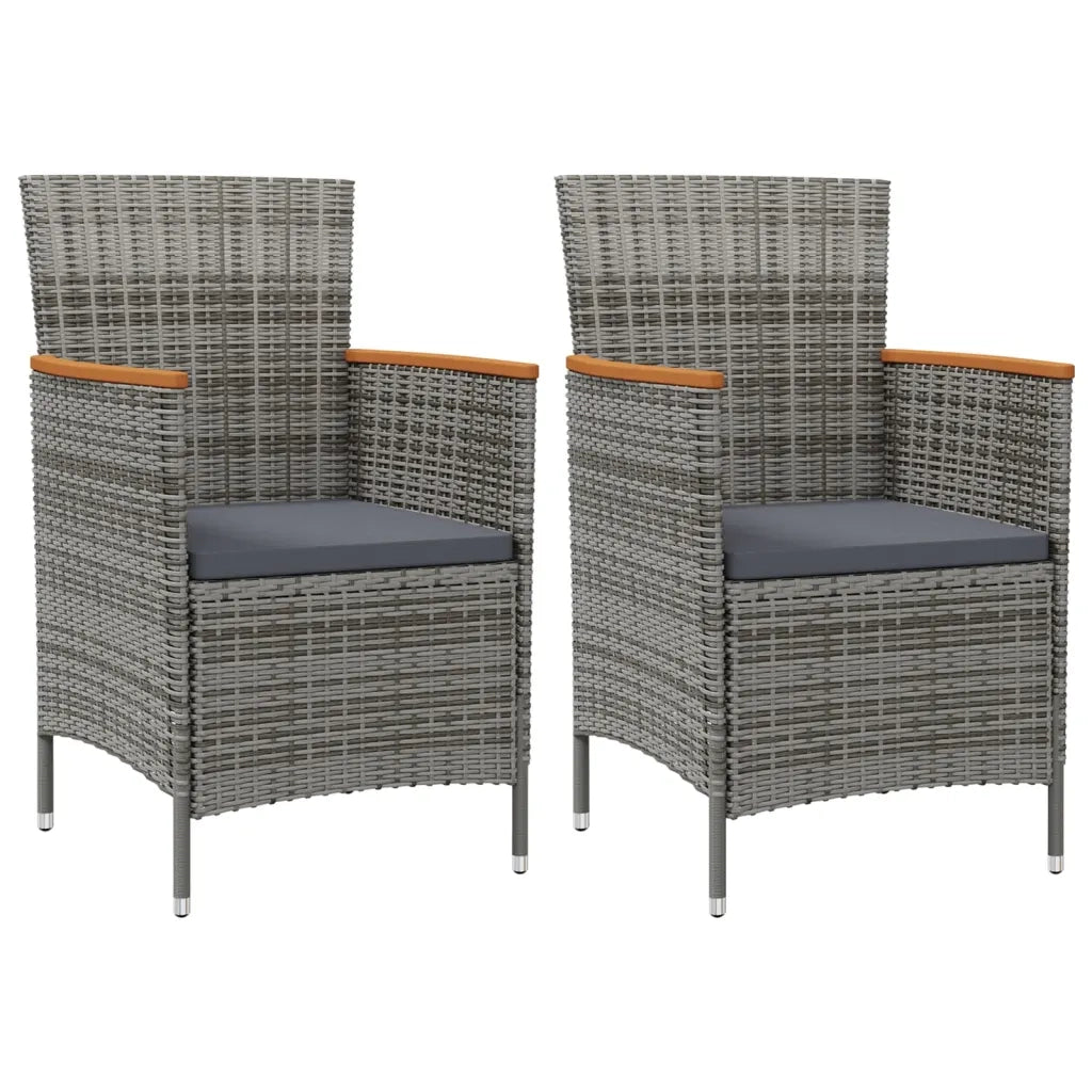Sedie da Pranzo per Giardino 2 pz in Polyrattan Grigio cod mxl 59839